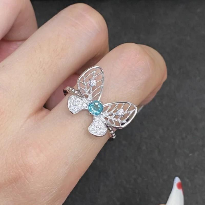 

PANJBJ 925 Sterling Silve Blue Zircon Ring for Women Hollow Out Versatile Very Fine Design Jewelry Ins Gift Dropshipping