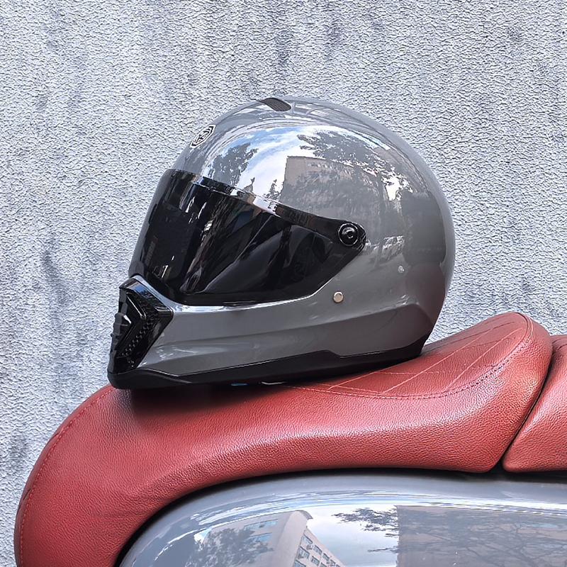 ORZ retro motorcycle helmet, American cruise full helmet, motorcycle with free brim