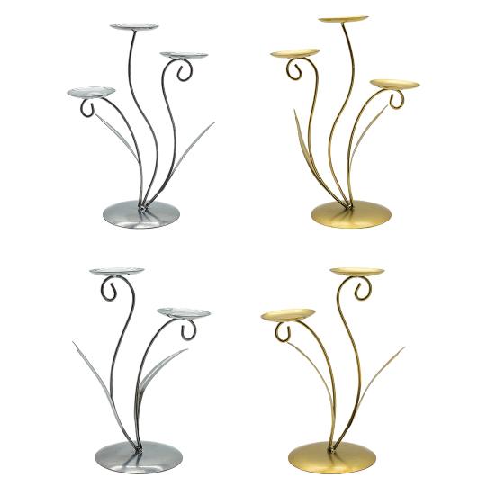 Iron Tulip Candle Holder Decoration 3-Arm Flower Candlestick Home Office Living