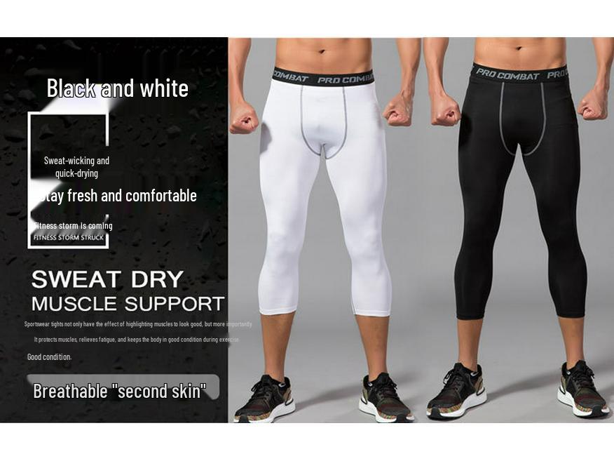 Men's Summer Tight Fitness Running and Swimming Capri Trunks