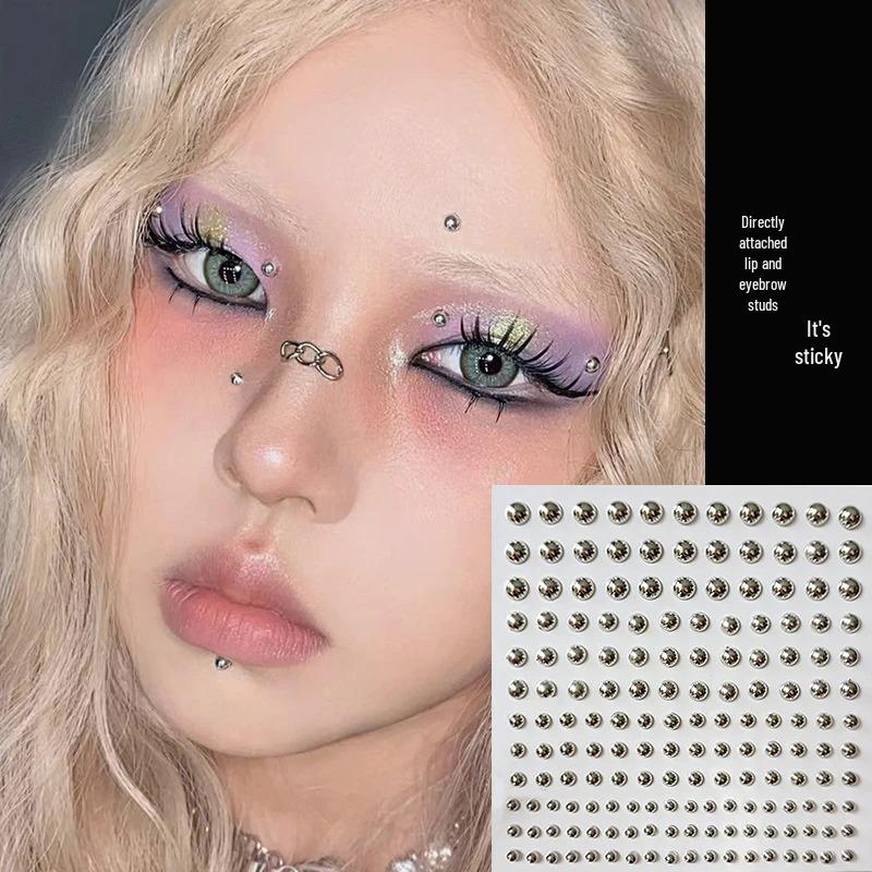 Self-Adhesive Rhinestone Studs: Fake Eyebrow, Lip, Nose, Ear, Dimple & Navel Rings - No Piercing Required