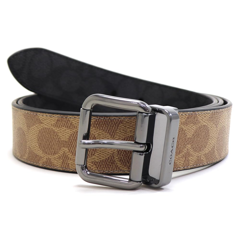 Coach Reversible Belt in Tan and CY922 QBRMO Men's Charcoal, [Used]
