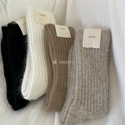 Dámské zimní teplé jednobarevné silné pruhované zesílené ponožky do trubice