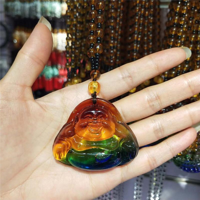 Imitation Glass Pendant Chinese Style Versatile Necklace Crystal Sweater Chain