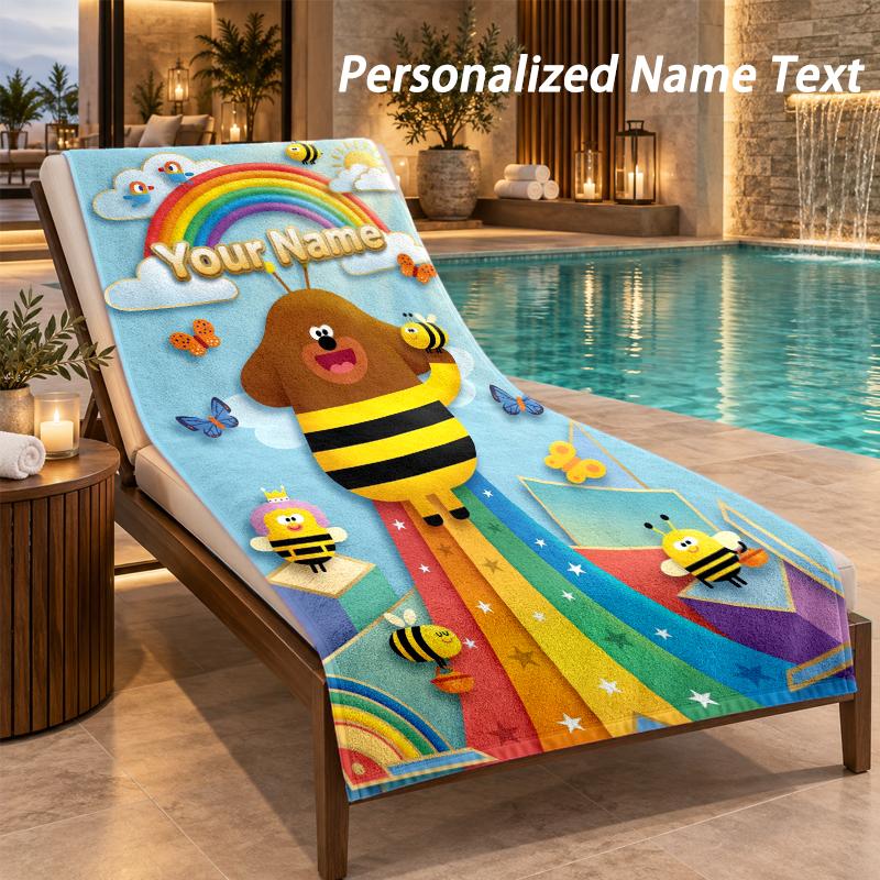 Hey Duggee Custom Name Beach Towel Large Soft Towel for Indoor Bathroom Outdoor Beach