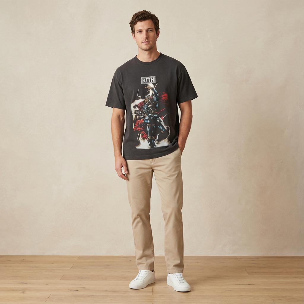 Kith X Marvel Thor Vintage Tee Black Men Tops KHM034329-001