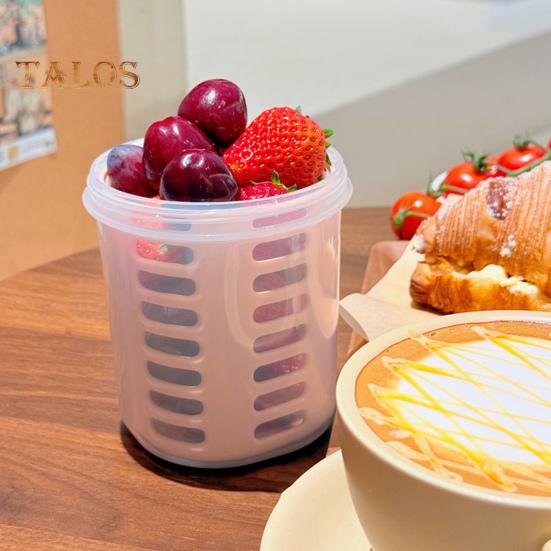 Salad Cup 501-600ml Food-Grade PP Leak-Proof Portable Salad Box with Lid Enhanced Drainage System Double Drain Cup