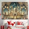 2D Islamic Festival Photo Booth Backdrop with Ornate Arches and Moon