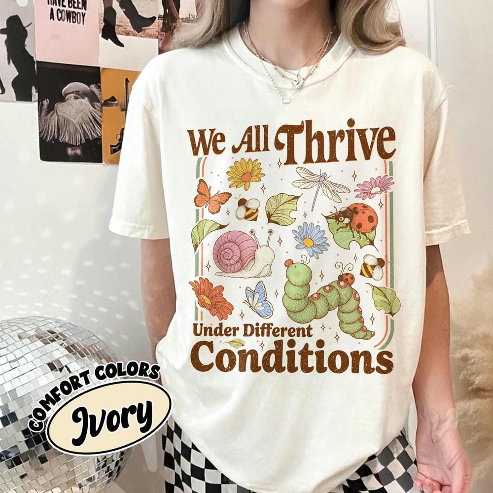 Vintage Bcba Neurodiversity Print Comfort Shirt We Are Thrive Under Different Conditions Unisex Y2K Casual TShirt Streetwear S