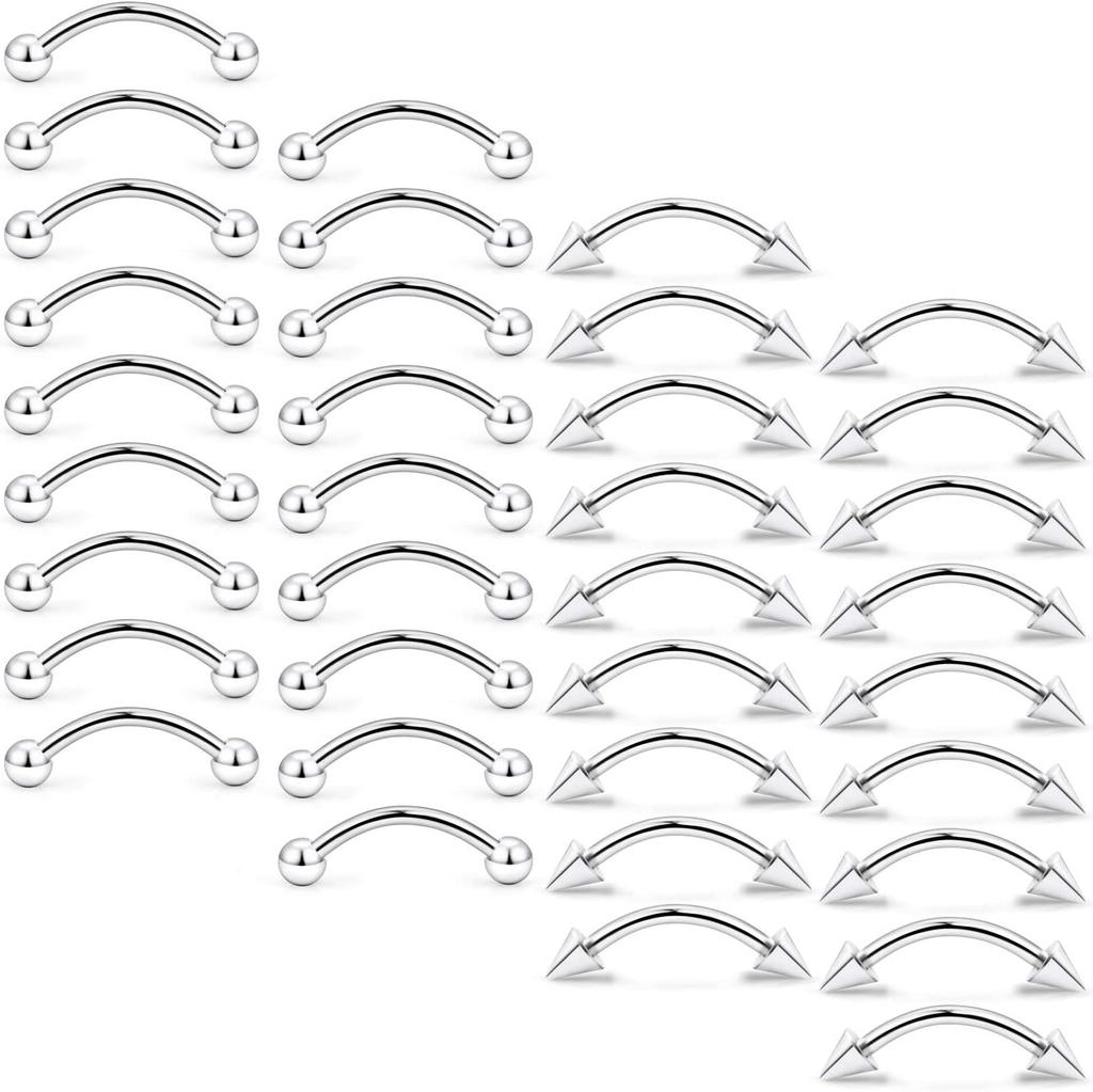 36Pcs Spike Nose Stud Surgical Steel Labret Jewelry Snake Bites Lip Piercing Monroe Lip Rings Studs for Women Men Helix Earring