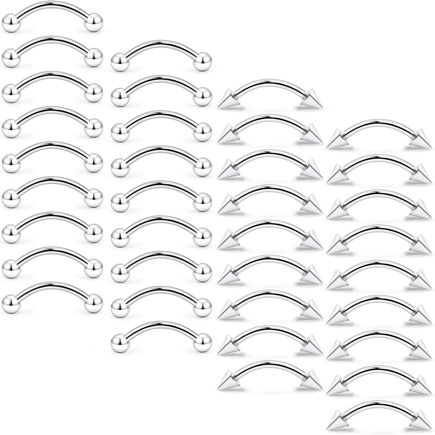 

36Pcs Spike Nose Stud Surgical Steel Labret Jewelry Snake Bites Lip Piercing Monroe Lip Rings Studs for Women Men Helix Earring