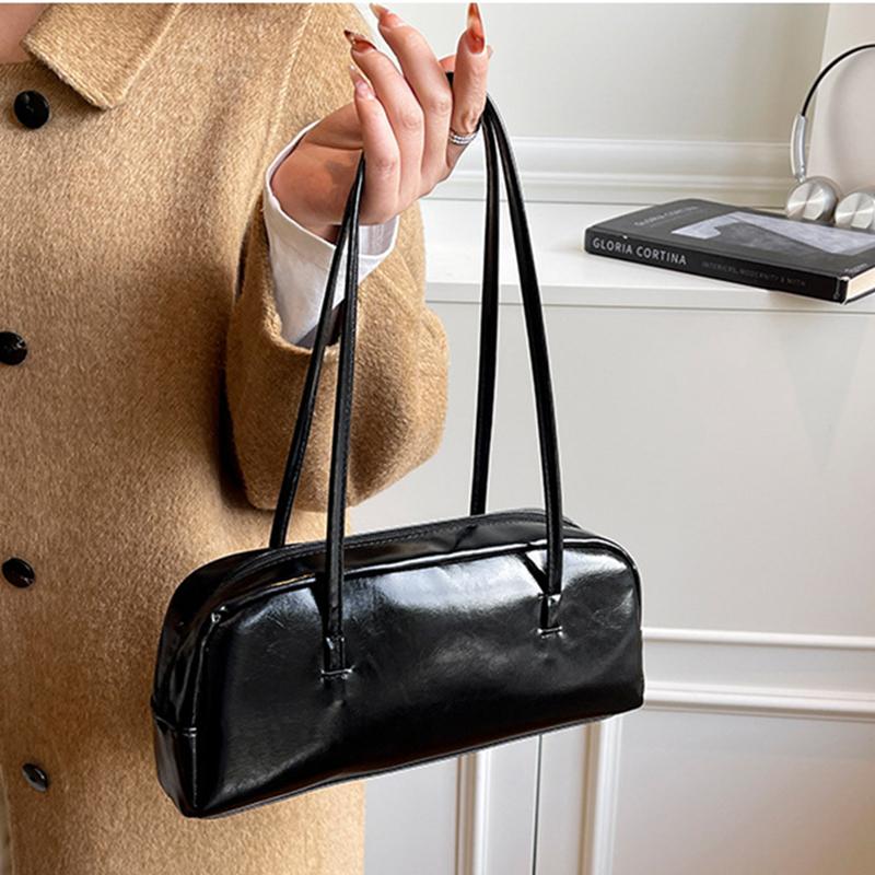 New High-end Underarm Bag Vintage Style Women's Shoulder Bag PU Commuter Tote Bag Fashion Solid Color Handbag