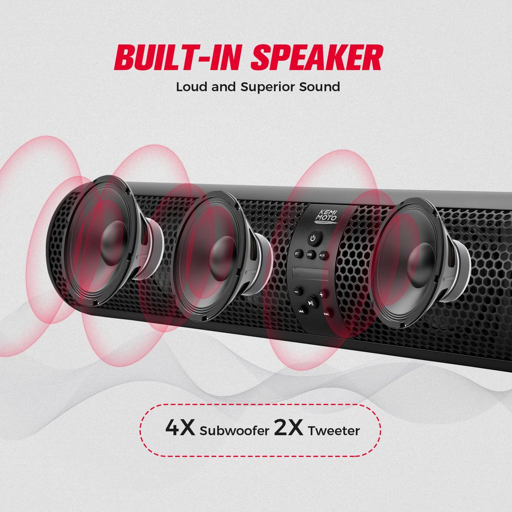 UTV ATV Bluetooth Speaker SXS Sound Bar Water Resistant Compatible with Polaris RZR XP for Can Am X3 for Cfmoto for Arctic Cat
