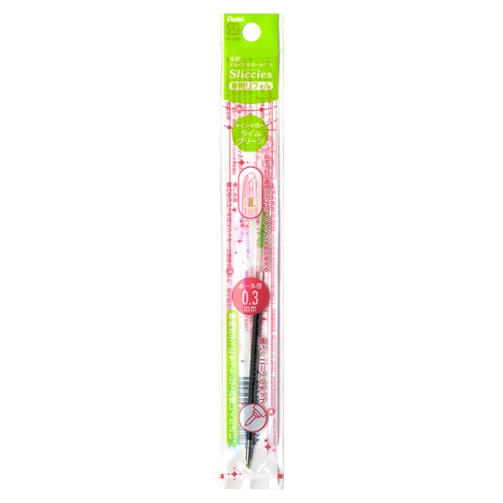 Pentel Ballpoint Pen Lime Green Refills, Slice-Eye XBGRN3K, 10-Pack,