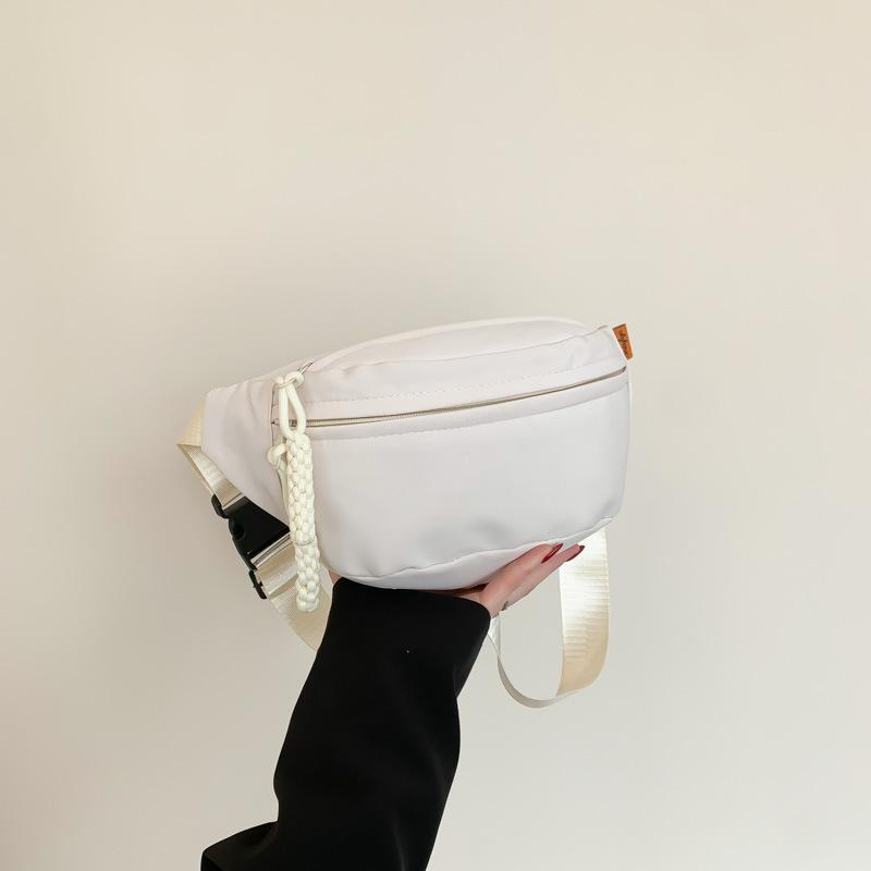 Fashion Crossbody Chest Bag Canvas Casual Bag Women's New Trendy Casual Sports Niche Fashionable Solid Color Waist Bag