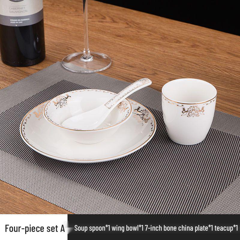 Luxury Ceramic Dinnerware Set: Plates, Bowls, Spoons & Cups for Restaurants & Clubs