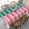 1 Piece Tablecloth - Pink, Blue and Green Horizontal Stripes - Durable and Easy To Clean Polyester Dining Table Cover