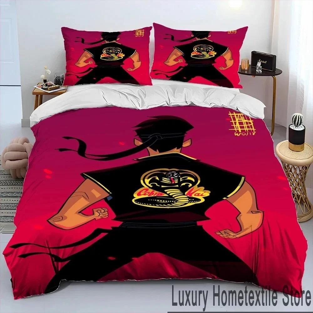 3D Cobra Kai Amanda TV Karate Bettdecken-Set, Bettbezug, Bettset, Steppdecke, Kissenbezug, King-Queen-Size-Bettwäsche-Set für Kinder