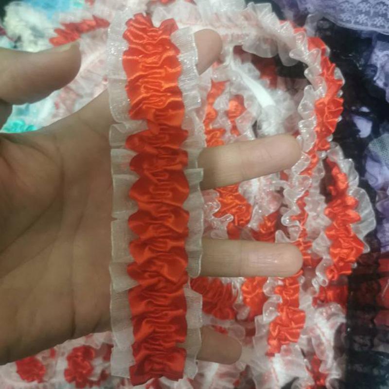 10 Yards Elastic Ruffle Lace Trim Ribbon 4cm Width Stretch Chiffon Fabric For Diy Sewing Toy Doll Garment Patchwork Accessories