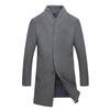 Luxurious Mens Winter Formal Trench Coat Double Breasted Long Wool Jacket Outwear