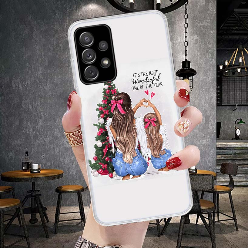 Christmas Girls Tree Gift Phone Case For Samsung Galaxy A13 A14 A15 A16 A17 A53 A54 A55 A56 A57 A33 A34 A35 A36 A37 A23 A24 A25