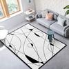 Simple Black And White Plaid Imitation Cashmere Carpet, Living Room Sand Blanket 3D Visual Striped Carpet Floor Mat Bedroom