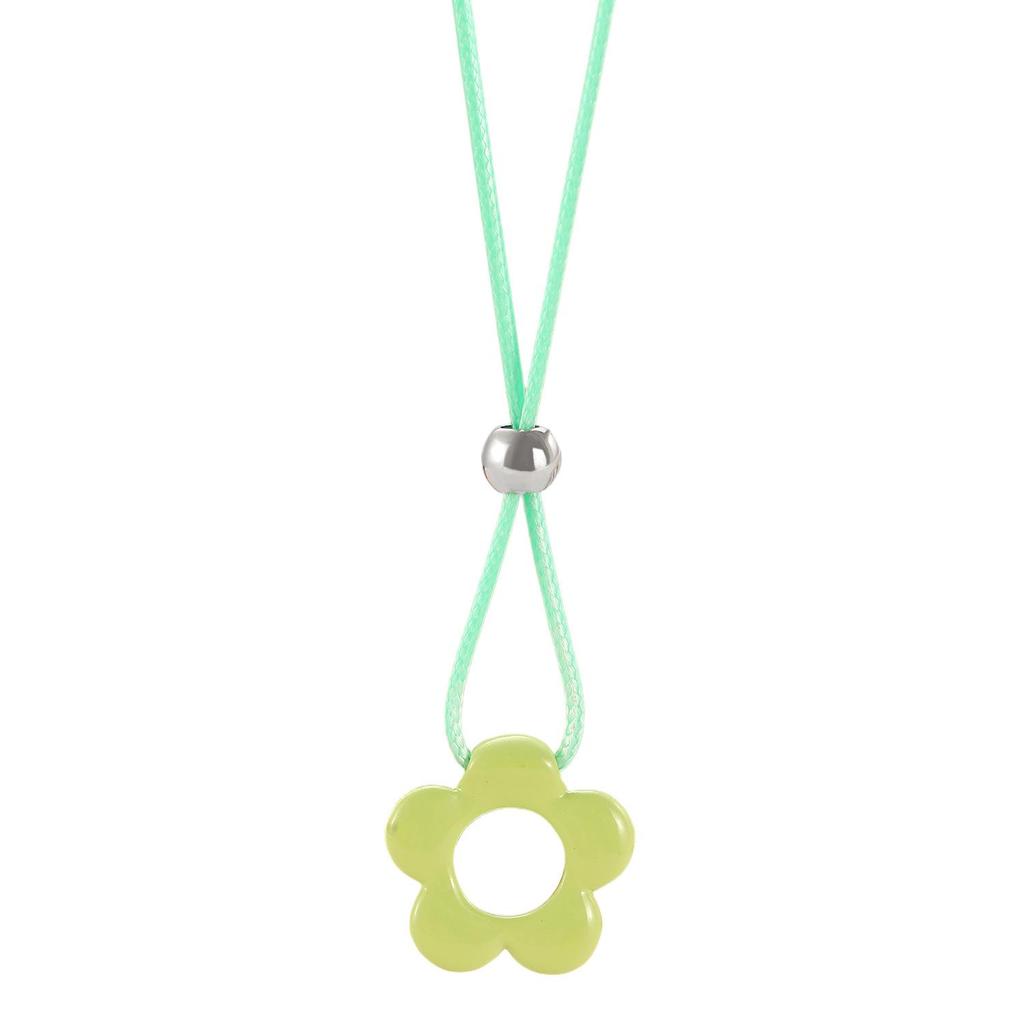 Retro Minimalist Fashion Free Knotting Flower Pendant Wax Thread Necklace Clavicle Chain