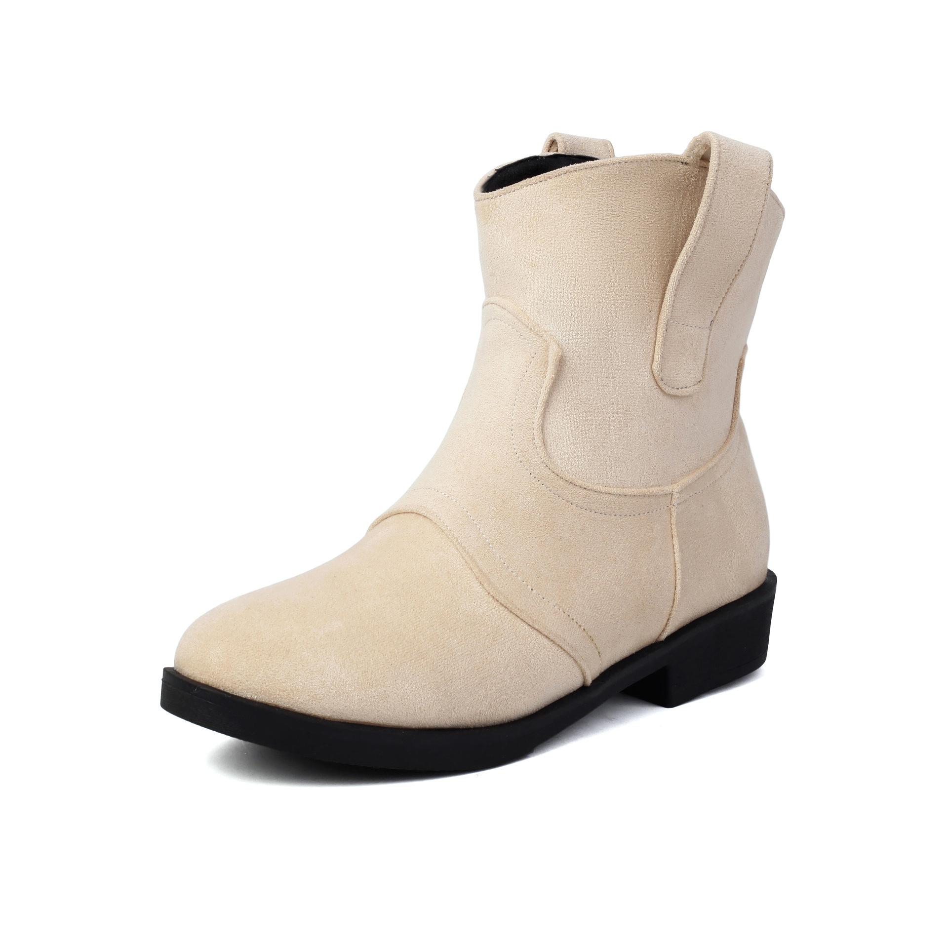 

European and American spring matte simple sleeve fashion boots short boots low heel boots Z 39 верблюд