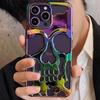 Luxus-Skelett-Schädel-Hülle für iPhone 11 12 13 14 15 Pro Max Handyhüllen Stoßfeste Rückabdeckung Kamera voll schützen Hollow Funda