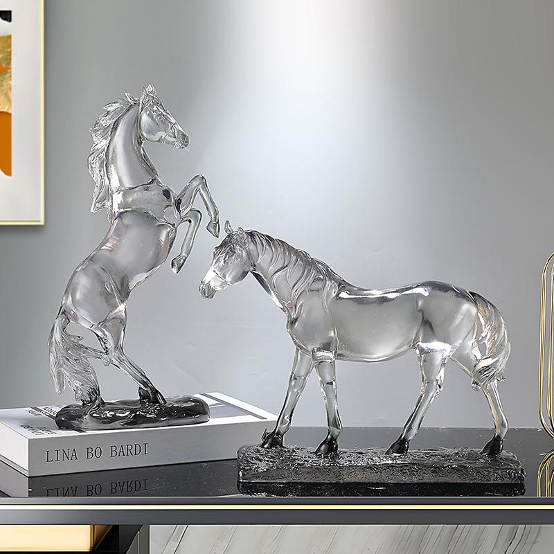 Resin Handicrafts Simulation Animal Sculpture Horse Ornament Transparent Colored Horse Decorative Figurines Home Decoration