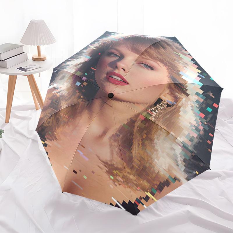 Ombrello Automatico con Apertura e Chiusura a Tema Taylor Swift, Ombrello da Viaggio Compatto, Leggero e Portatile, Adatto per la Spiaggia e gli Spostamenti