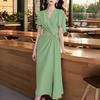 ZANZEA Women Casual V-Neck Summer Short Sleeve Long Dress