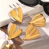 Stainless Steel Leaf Stud Earrings, Niche Design, 18K Gold-Plated, Non-Fading for Women.