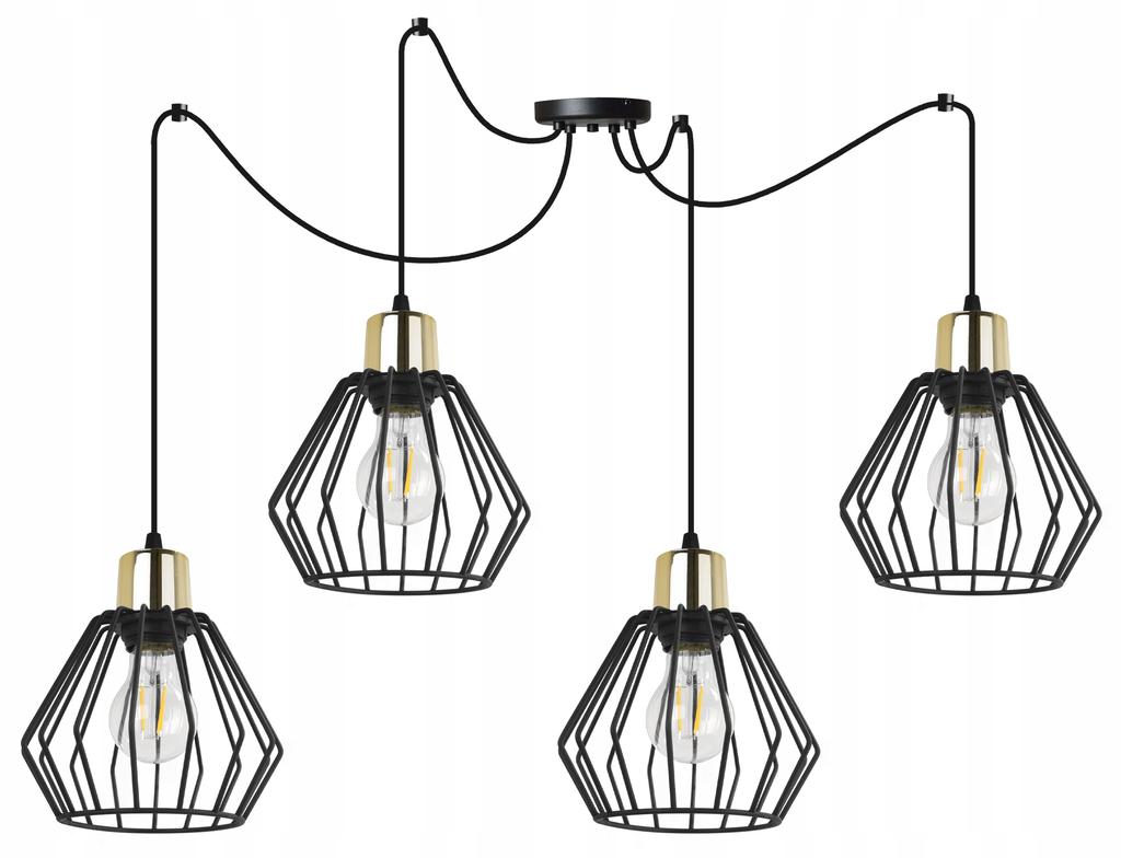 Hanging Lamp, Ceiling Chandelier, Wire Shade, Led