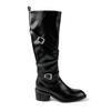 Retro pointed versatile thick-soled thick-heeled knight boots 2025 new wide tube cross-buckle but knee boots women
