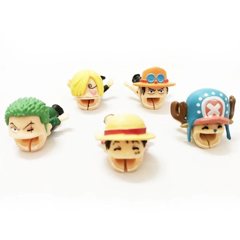 Anime One Piece Kawaii Cable Protector for Usb Cable Organizer Winder Luffy Zoro Protector Toys for Children Gift