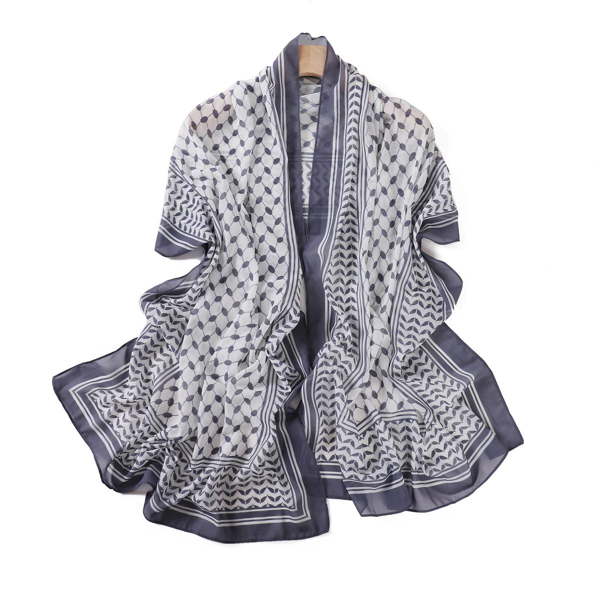 

1 шт. дышащий шифоновый хиджаб с винтажным принтом длинный шарф с геометрическим узором повязка на голову для женщин легкий тонкий мягкий уютный платок 70x180cm