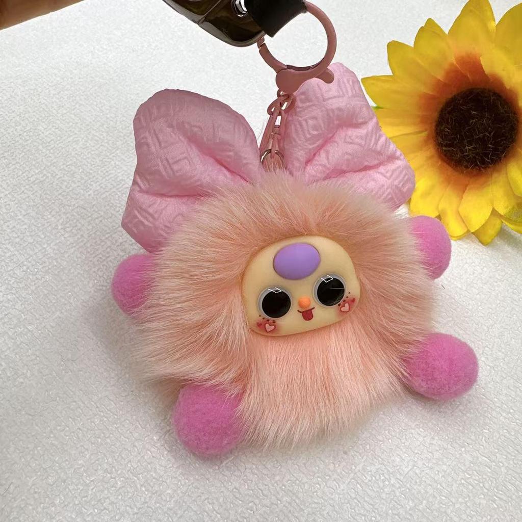 Adorable Fox Fur Pom-Pom Elf Doll Keychain Pendant