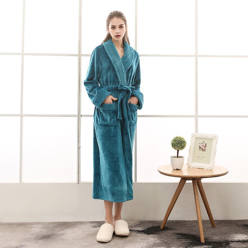 Lounge Robes Comfortable and Elegant Fall and Winter Large Size Facecloth Couple Robe Bebe Velvet Splicing Thickening and Lengthening Simple Bathrobe