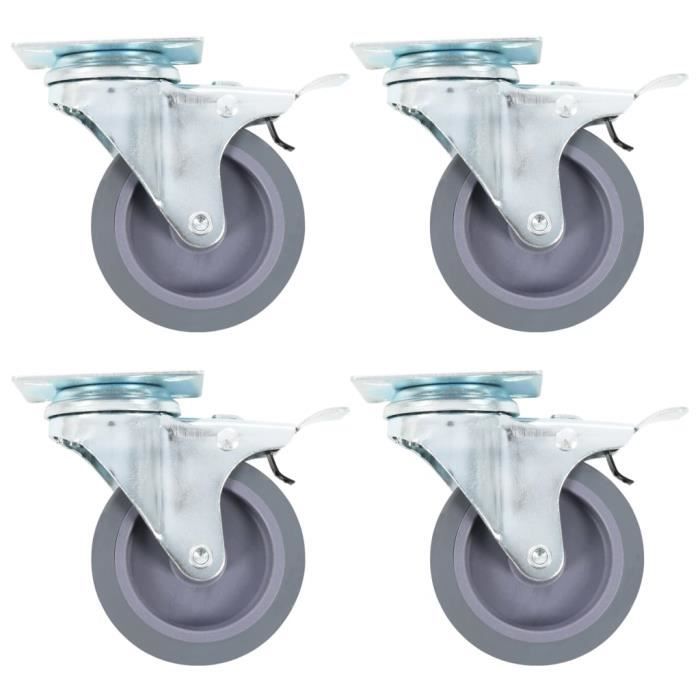 VidaXL Roulettes pivotantes avec double frein 4 pcs 75 mm