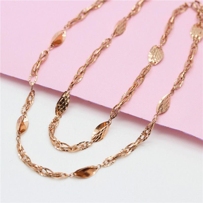 

Изысканное русское 585 фиолетовое золотое ожерелье, покрытое розовым золотом, модное, сияющее, нишевое, классическое, модное, цветная золотая цепочка-цветок 45+3cm