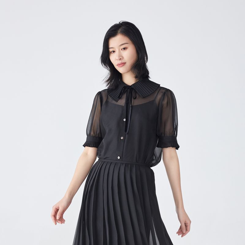 

Obeg Легкий летний плиссированный бант с большим лацканом Black 155/XS/34