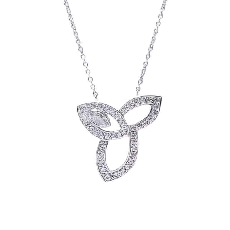 Elegant S925 Silver Diamond Three-Leaf Clover Necklace - Colorfast, Gentle Style Clavicle Chain for Women.
