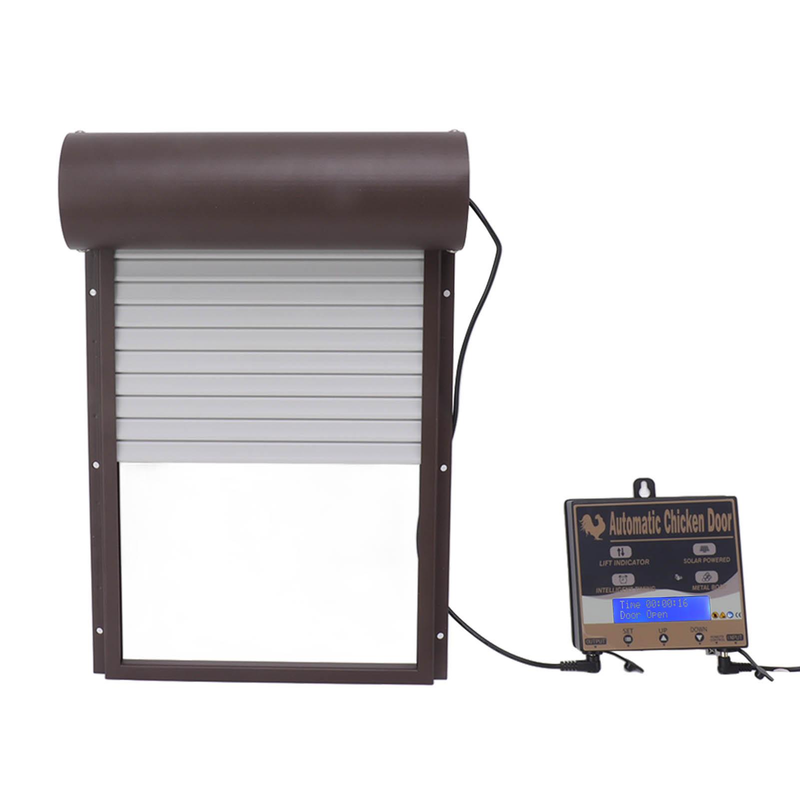 

Solar Powered Automatic Chicken Coop Door Auto Chicken Door Opener with Light Sensor Timer Remote Control