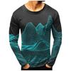 Men's Fashion Casual Printed Long Sleeve O-Neck Shirts Tops Blouse