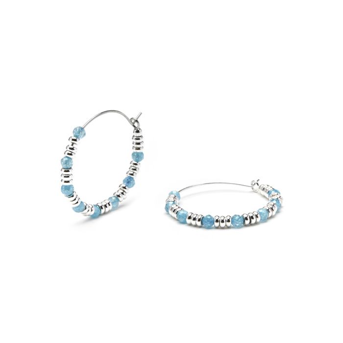 Boucles d'oreilles - LUXENTER - Deli - Argent 925 - Plaqué rhodium - Zircone cubique aigue-marine