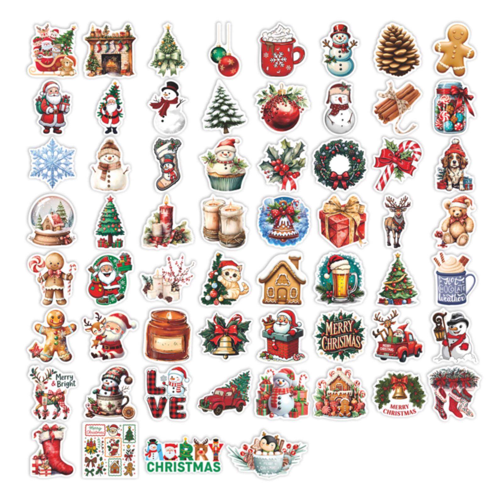 

60 Cute Christmas-Themed Stickers For Water Bottles And Computers Decorations One Size