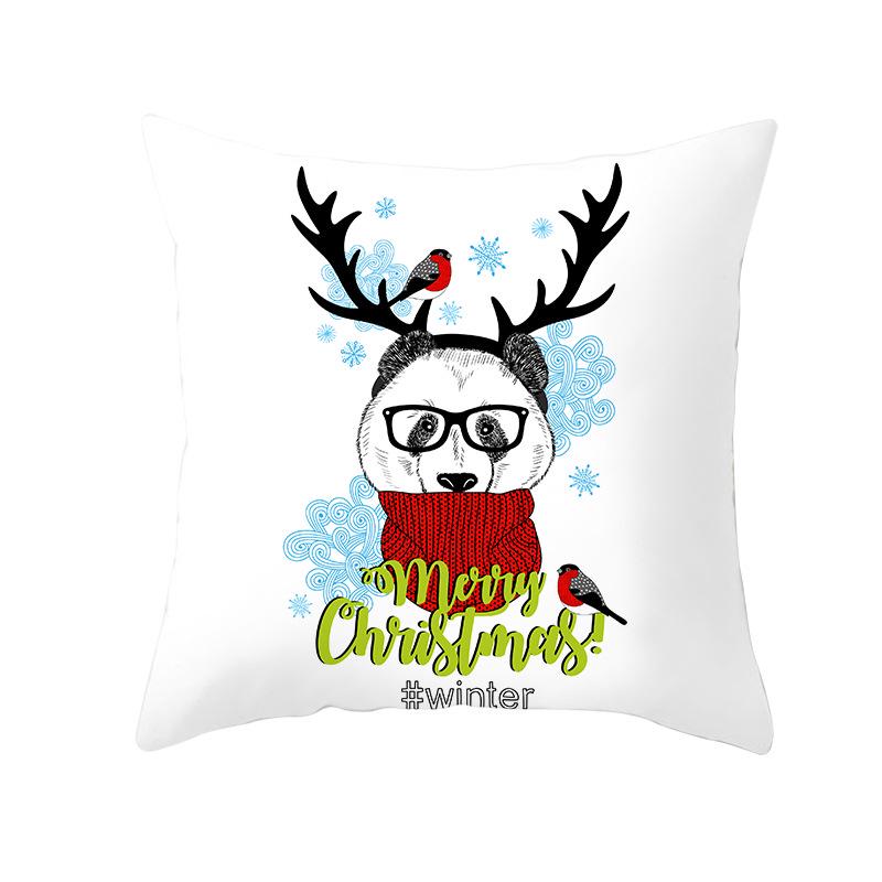Christmas Peach Skin Pillow Cover Nordic Sofa Cushion Cover Cartoon Print Pillow Cover