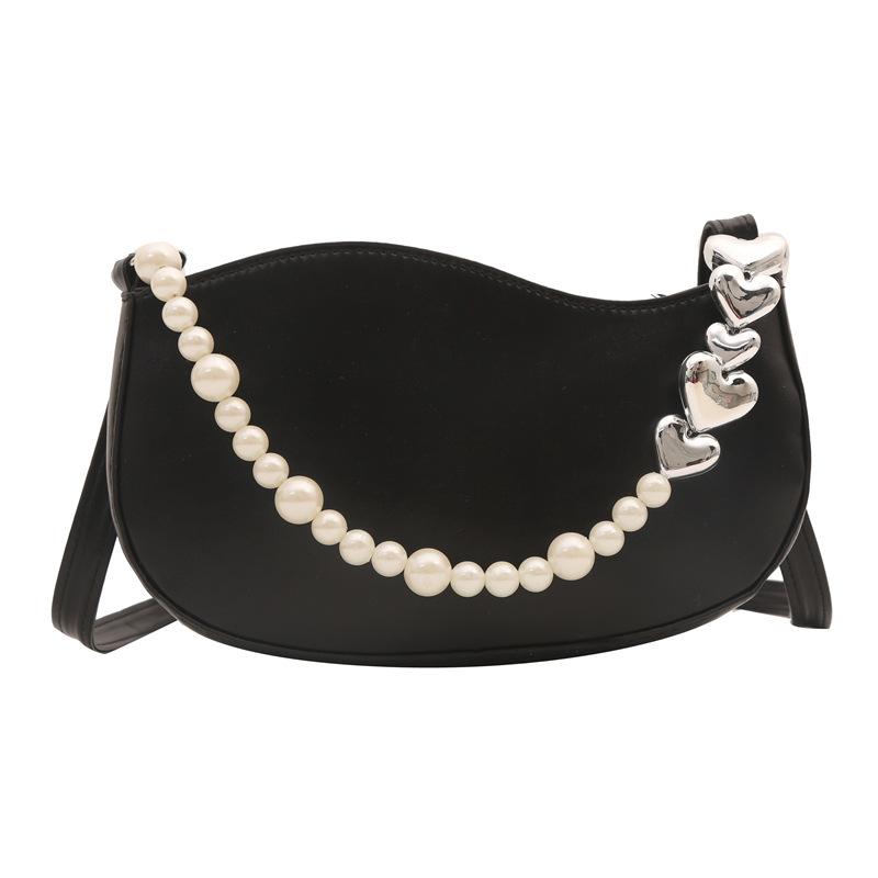 

Французский тренд персонализированная сумка с цепочкой из жемчуга женская весна 2024 новинка сумка через плечо женская фактурная сумка-мессенджер чёрный