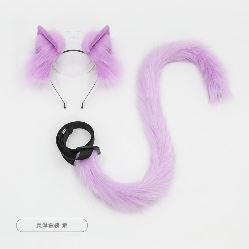 Fellimitat Katzenohren Stirnband Schwanz Set Cosplay Anime Kostüm Party Erwachsenenkleidung